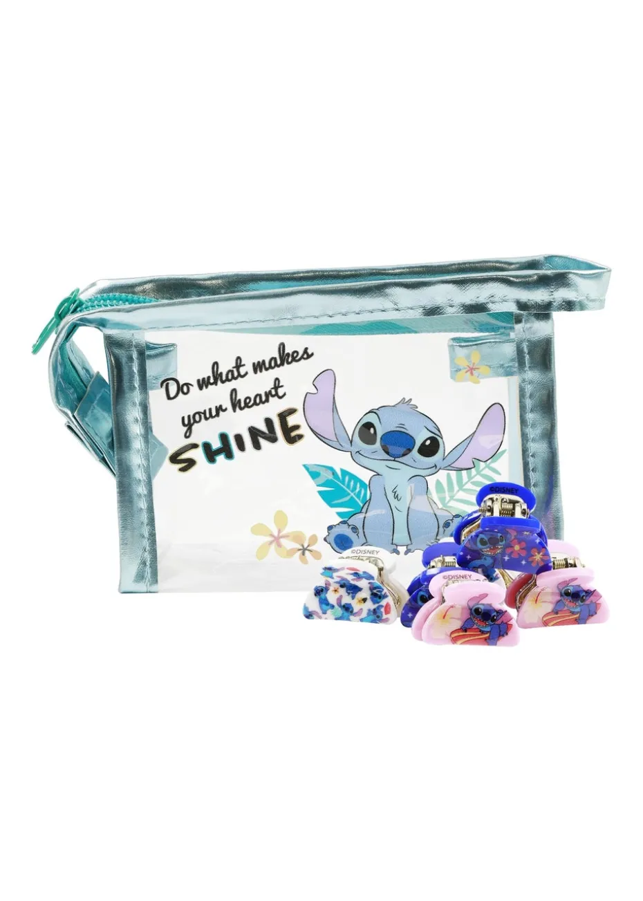 Disney Blue Lilo & Stitch Hair Clip Set & Travel Bag