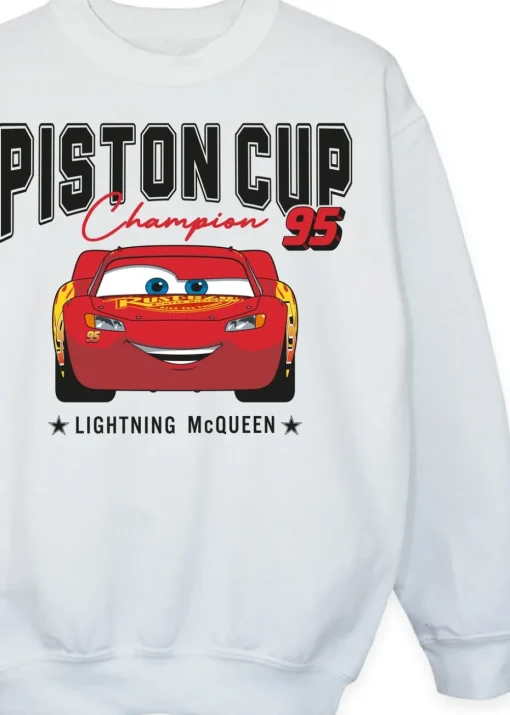 Disney Cars Lightning McQueen Piston Cup Champions Kids White Sweatshirt (3-13 Years)