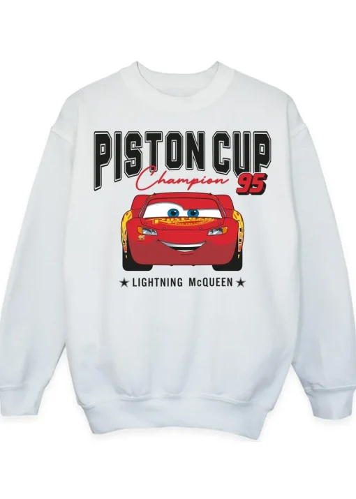 Disney Cars Lightning McQueen Piston Cup Champions Kids White Sweatshirt (3-13 Years)