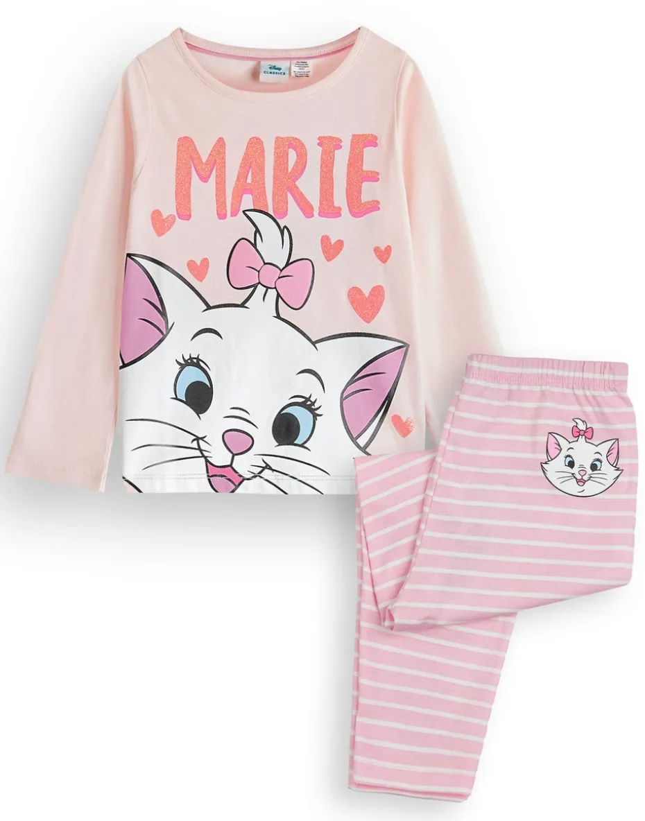 Disney Girls Pink Marie Long Sleeve Long Leg Pyjama Set (2 - 8 Years)