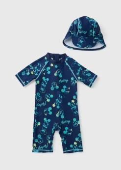Disney Kids Navy Mickey Mouse Surf Suit & Hat (3mths-5yrs)
