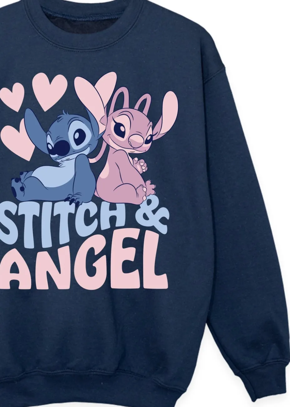Disney Lilo & Stitch Angel Girls Navy Graphic Sweatshirt (3-13 Years)