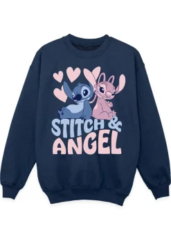 Disney Lilo & Stitch Angel Girls Navy Graphic Sweatshirt (3-13 Years)