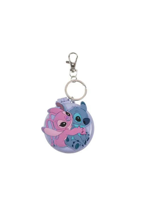 Disney Lilo & Stitch Blue Compact Mirror &  Hairbrush Keychain