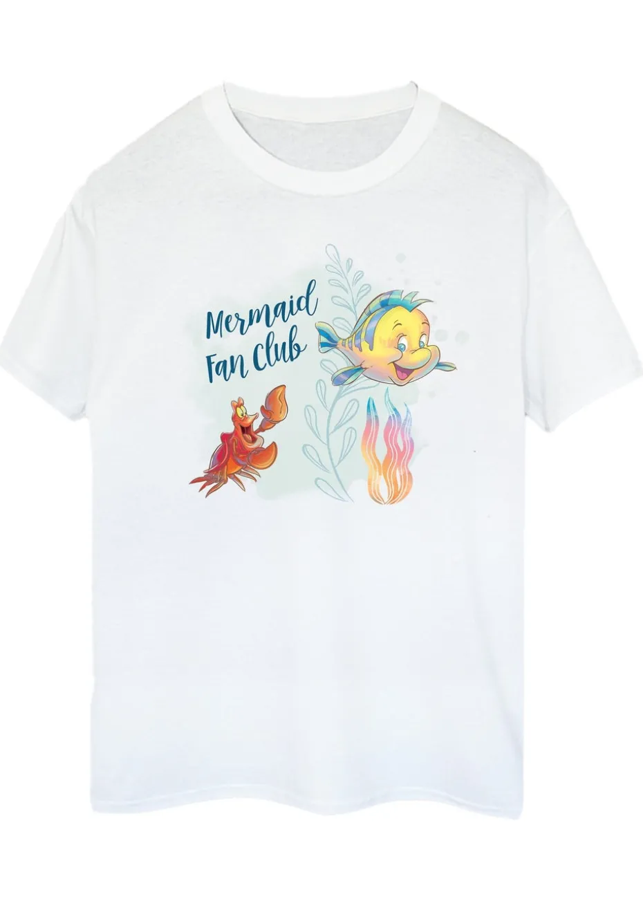 Disney Little Mermaid Club White Printed Boyfriend Fit T-Shirt