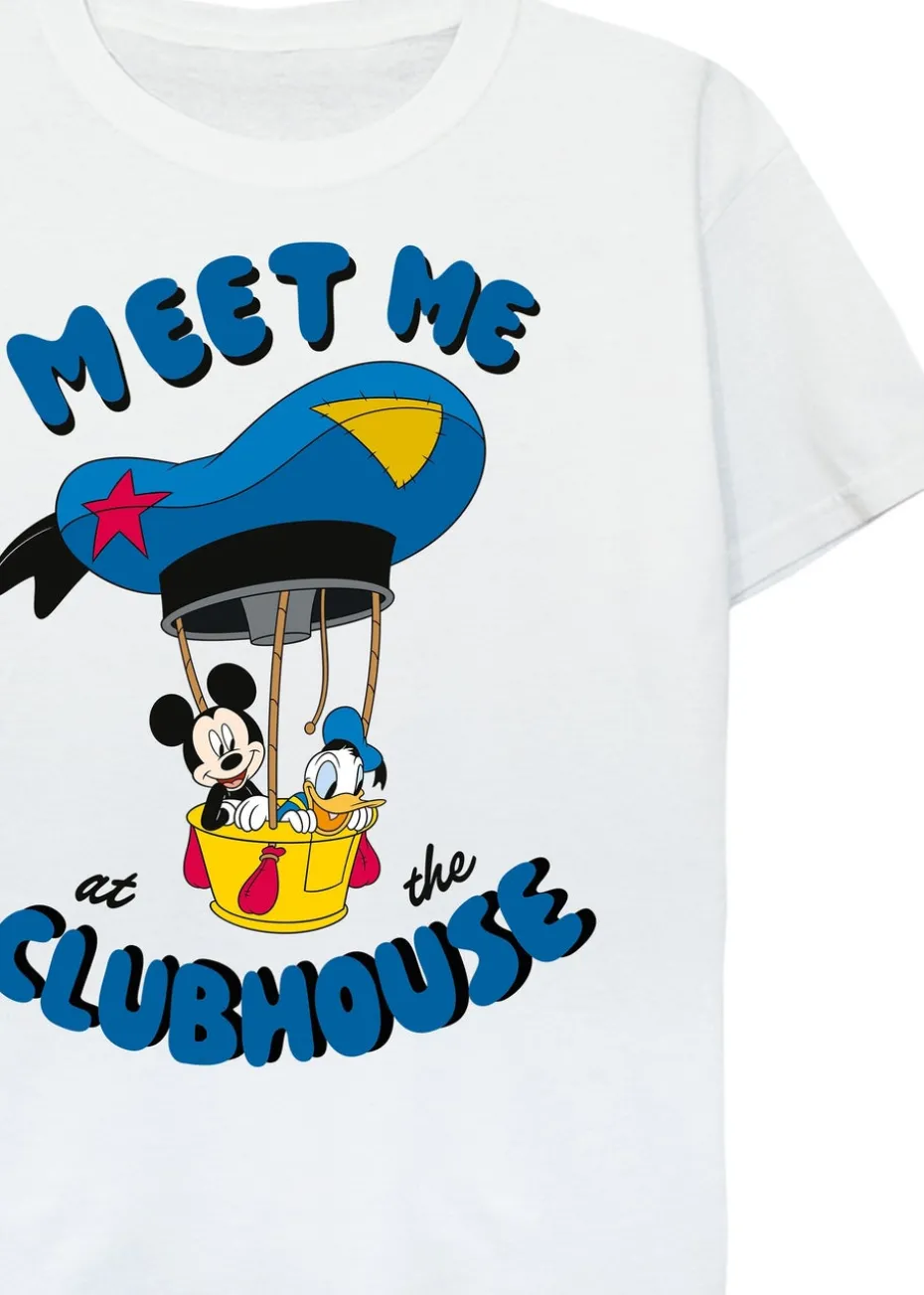 Disney Mickey Clubhouse Meet Me At The Clubhouse Kids White Graphic T-Shirt (3-13 Years)