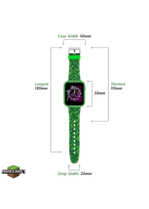 Disney Minecraft Green Silicon Strap Watch