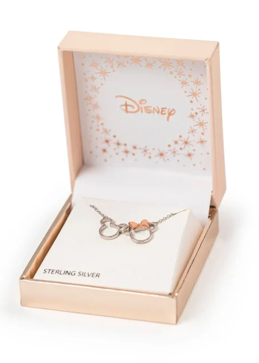 Disney Minnie And Mickey Silver & Rose gold Plated Necklace