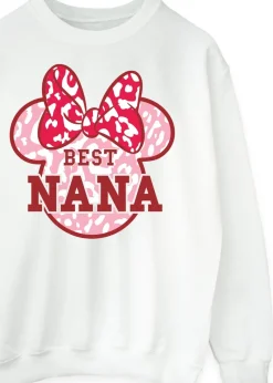 Disney Minnie Mouse Best Nana Leopard White Sweatshirt
