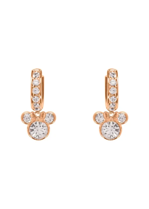 Disney Minnie Mouse Rose Gold Plated Crystal Hoop Earrings & Necklace Set
