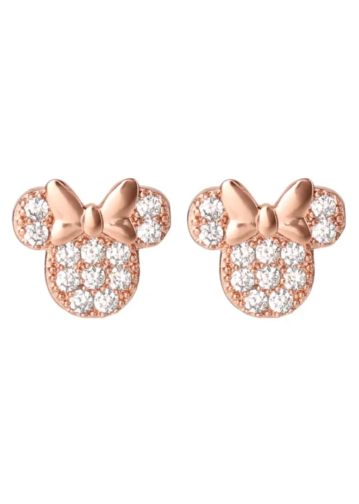 Disney Minnie Mouse Rose Gold Brass CZ Stone Set Earrings