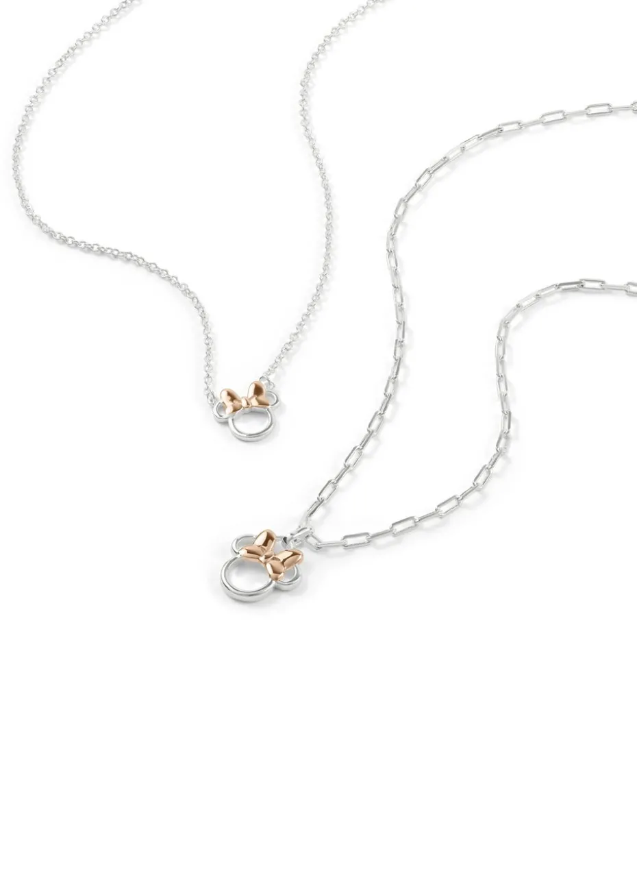 Disney Minnie Mouse Silver Mother & Daughter Necklace Set