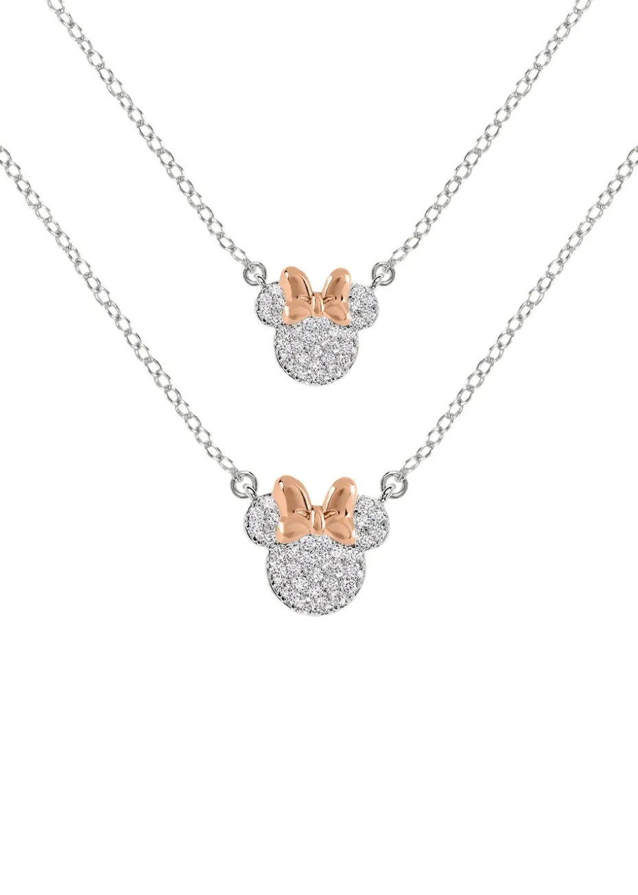 Disney Minnie Mouse Two Tone Plated Mother & Daughter Necklace Set