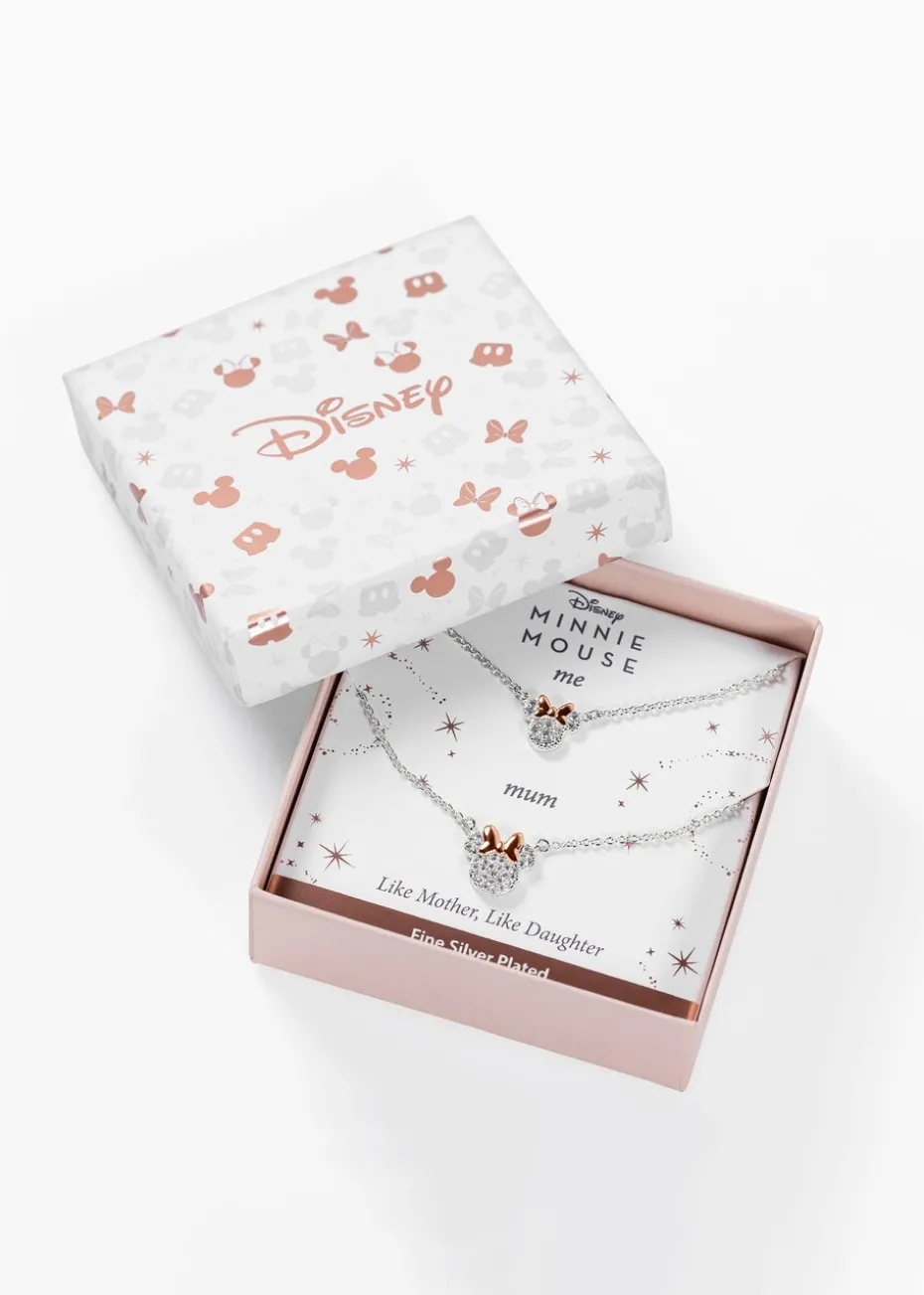 Disney Minnie Mouse Two Tone Plated Mother & Daughter Necklace Set