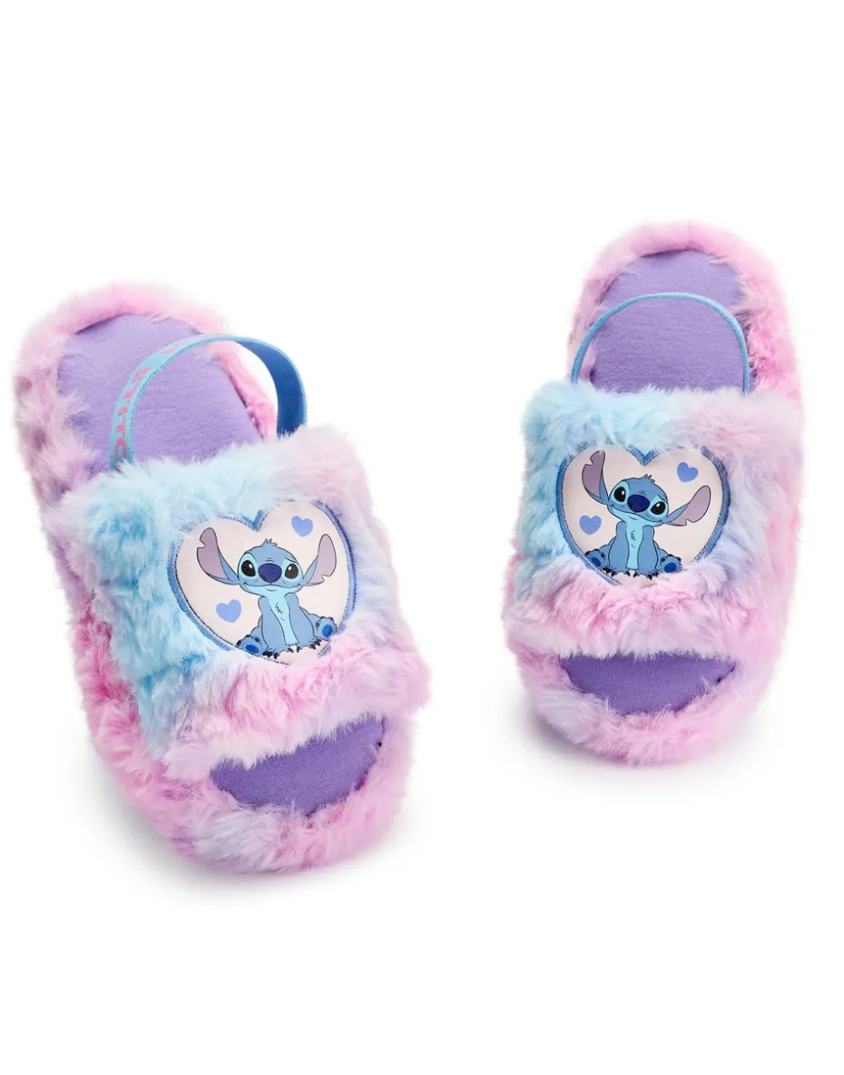 Disney Multicoloured Fluffy Ombre Stitch Character Slider Slippers (12 Younger - 5 Older)