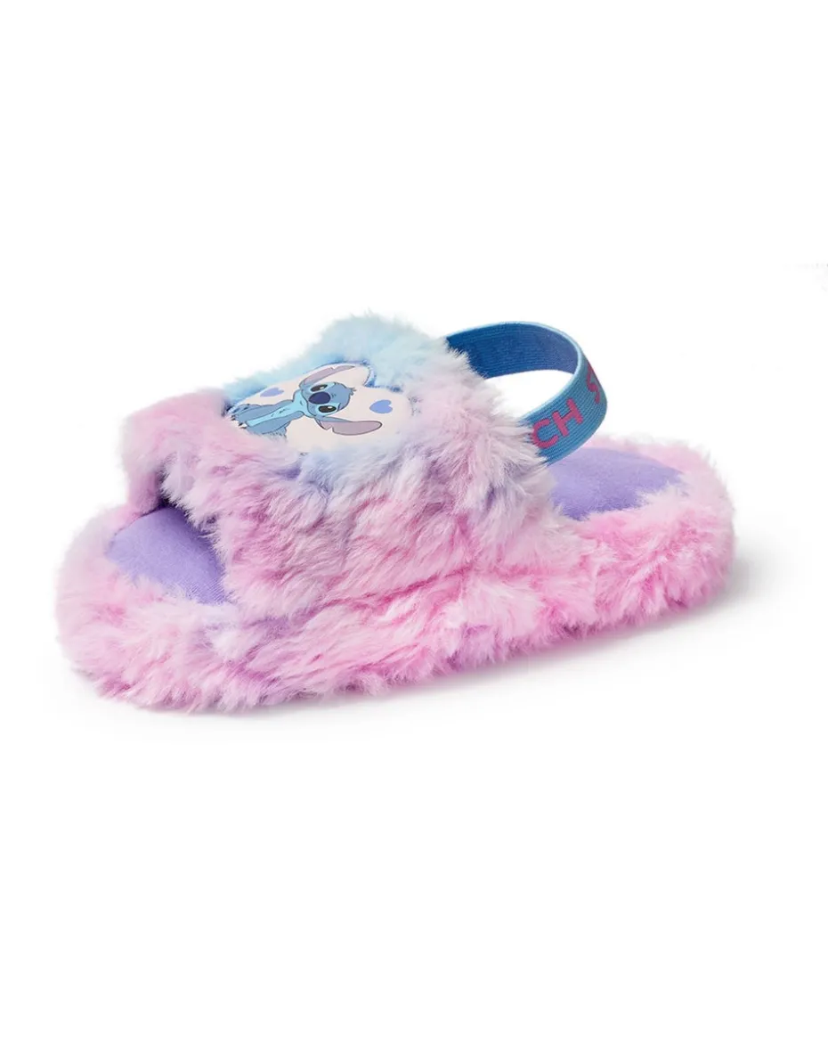 Disney Multicoloured Fluffy Ombre Stitch Character Slider Slippers (12 Younger - 5 Older)