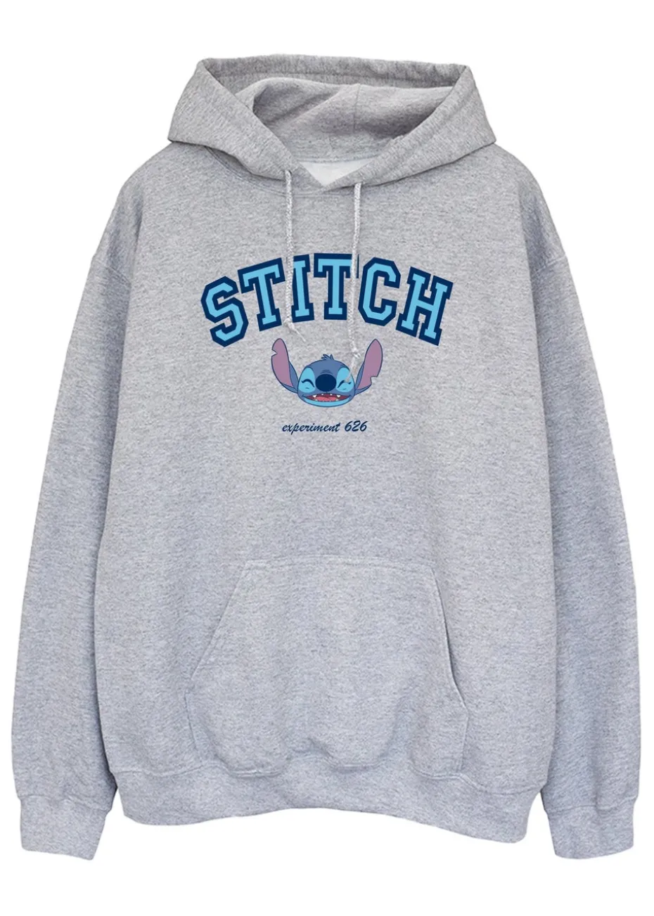 Disney Stitch Collegial Women Heather Grey Printed Hoodie