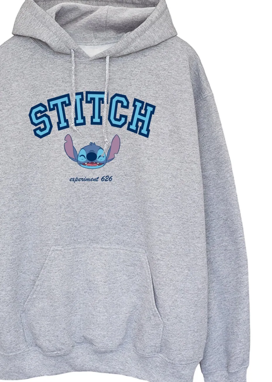Disney Stitch Collegial Women Heather Grey Printed Hoodie