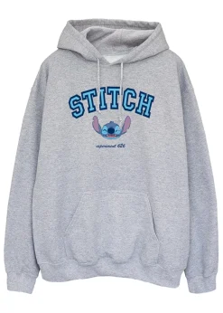 Disney Stitch Collegial Women Heather Grey Printed Hoodie
