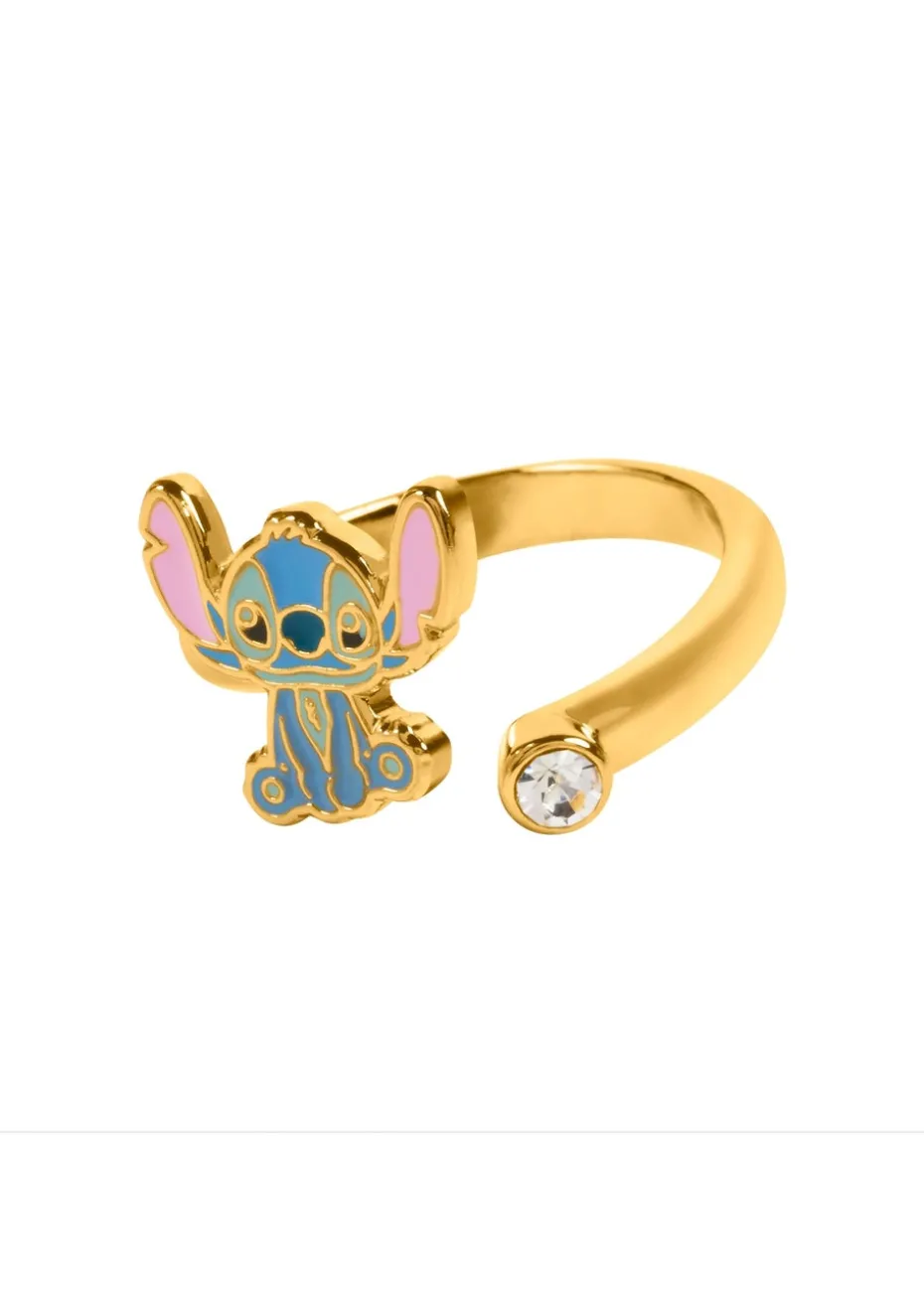 Disney Stitch Gold Plated Clear Stone Ring