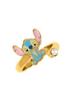 Disney Stitch Gold Plated Clear Stone Ring