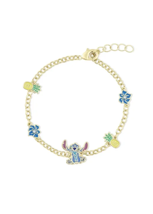 Disney Stitch Pineapple & Flower Gold Bracelet