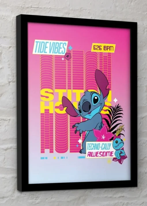 Disney Stitch Pink Techno 2 Framed Poster (45cm x 35cm)