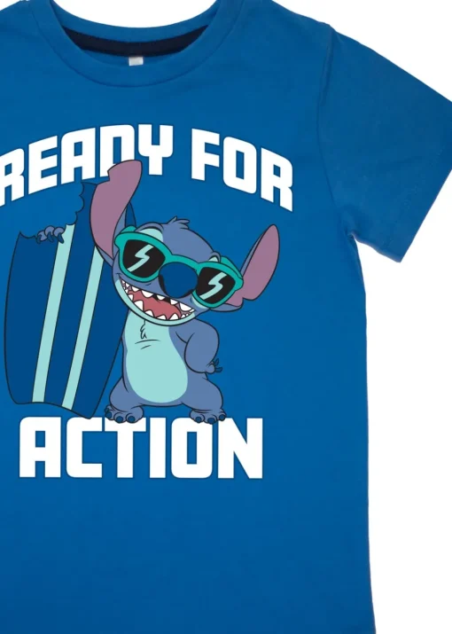 Disney Stitch Ready For Action Kids Blue Camo Pyjamas (3-8 Years)