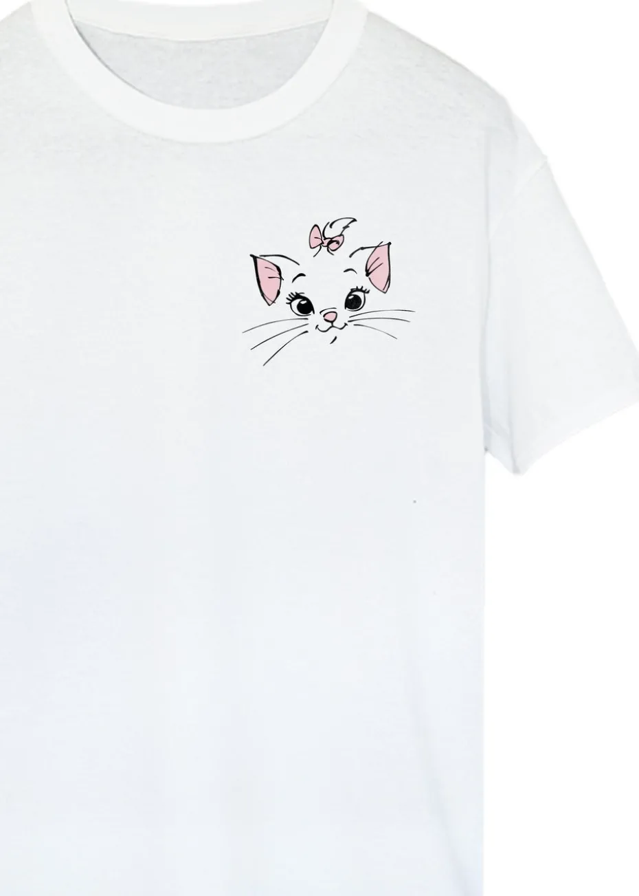 Disney The Aristocats Marie Face White Printed Boyfriend Fit T-Shirt