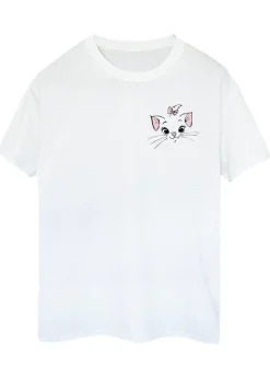 Disney The Aristocats Marie Face White Printed Boyfriend Fit T-Shirt