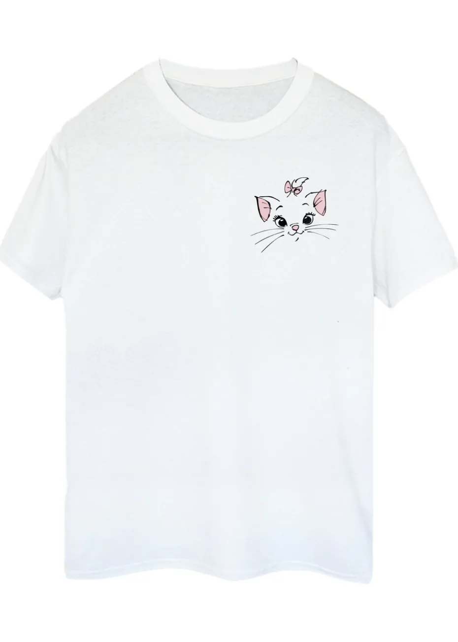 Disney The Aristocats Marie Face White Printed Boyfriend Fit T-Shirt