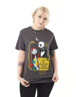 Disney The Nightmare Before Christmas Jack & Sally Charcoal Short Sleeved T-Shirt