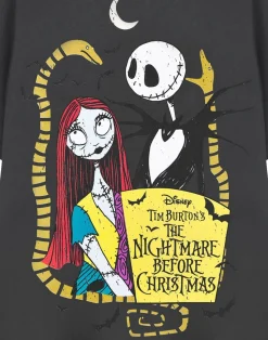 Disney The Nightmare Before Christmas Jack & Sally Charcoal Short Sleeved T-Shirt