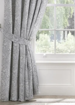 Dreams & Drapes Aveline Grey Pencil Pleat Curtains With Tie-Backs