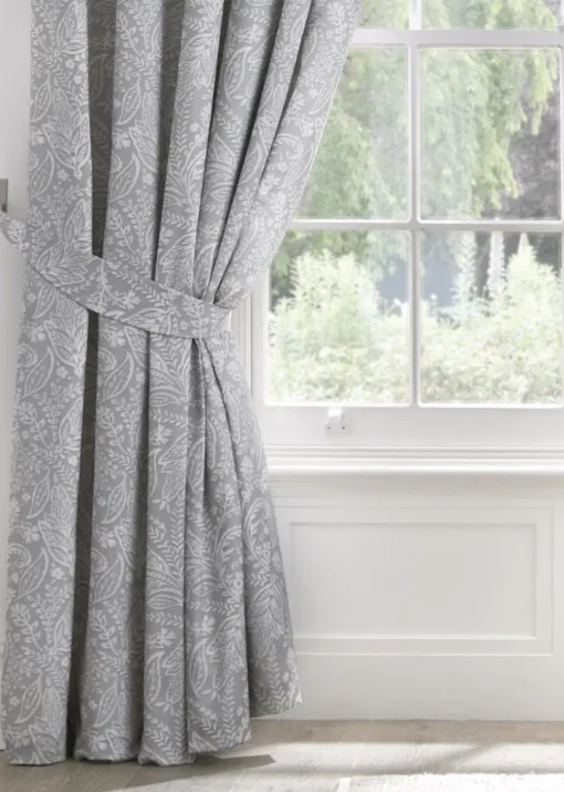 Dreams & Drapes Aveline Grey Pencil Pleat Curtains With Tie-Backs