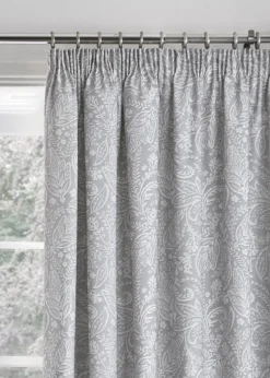 Dreams & Drapes Aveline Grey Pencil Pleat Curtains With Tie-Backs
