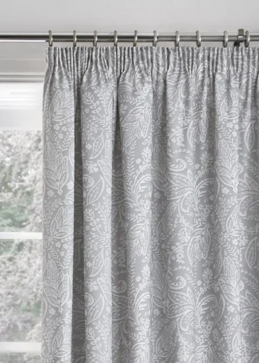 Dreams & Drapes Aveline Grey Pencil Pleat Curtains With Tie-Backs