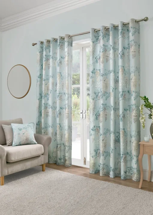 Dreams & Drapes Curtains Wisteria Blue Eyelet Curtains