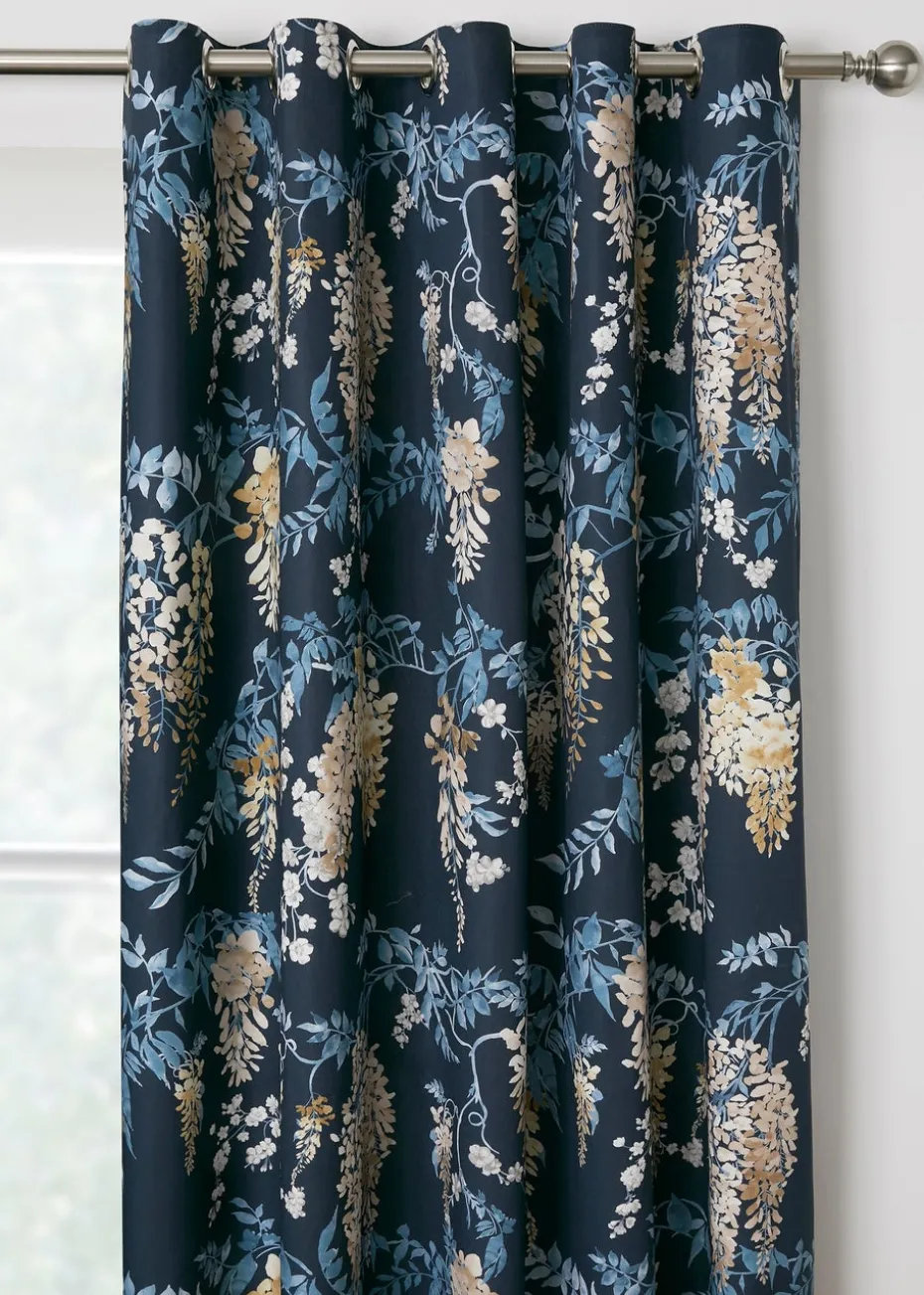 Dreams & Drapes Curtains Wisteria Navy Eyelet Curtains