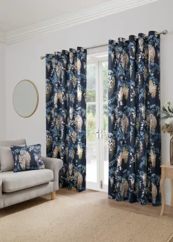 Dreams & Drapes Curtains Wisteria Navy Eyelet Curtains