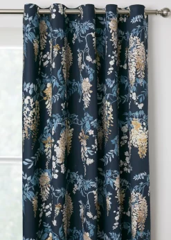 Dreams & Drapes Curtains Wisteria Navy Eyelet Curtains
