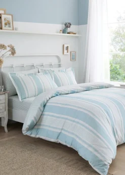 Dreams & Drapes Decorative Finlay Stripe Reversible Blue Duvet Cover Set