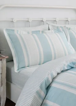 Dreams & Drapes Decorative Finlay Stripe Reversible Blue Duvet Cover Set