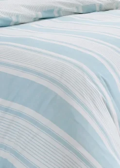 Dreams & Drapes Decorative Finlay Stripe Reversible Blue Duvet Cover Set