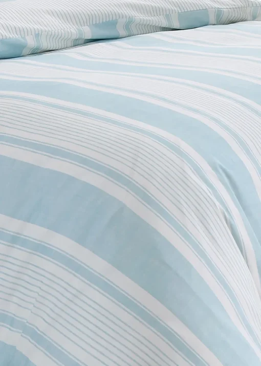 Dreams & Drapes Decorative Finlay Stripe Reversible Blue Duvet Cover Set