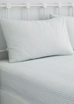 Dreams & Drapes Decorative Finlay Stripe Blue Fitted Bed Sheet Set