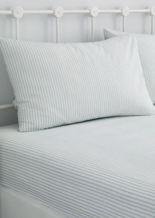 Dreams & Drapes Decorative Finlay Stripe Blue Fitted Bed Sheet Set
