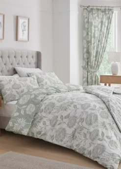Dreams & Drapes Design Chrysanthemum Green Duvet Cover Set