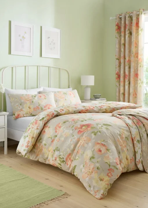 Dreams & Drapes Design Flourette Reversible Natural Duvet Cover Set