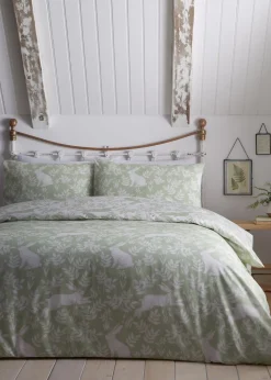 Dreams & Drapes Design Spring Rabbits Green Duvet Cover Set